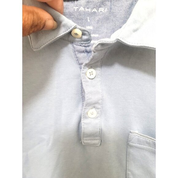 Tahari Men's Blue Polo Shirt With Chest Pocket & Button-Up Collar - Picture 7 of 9